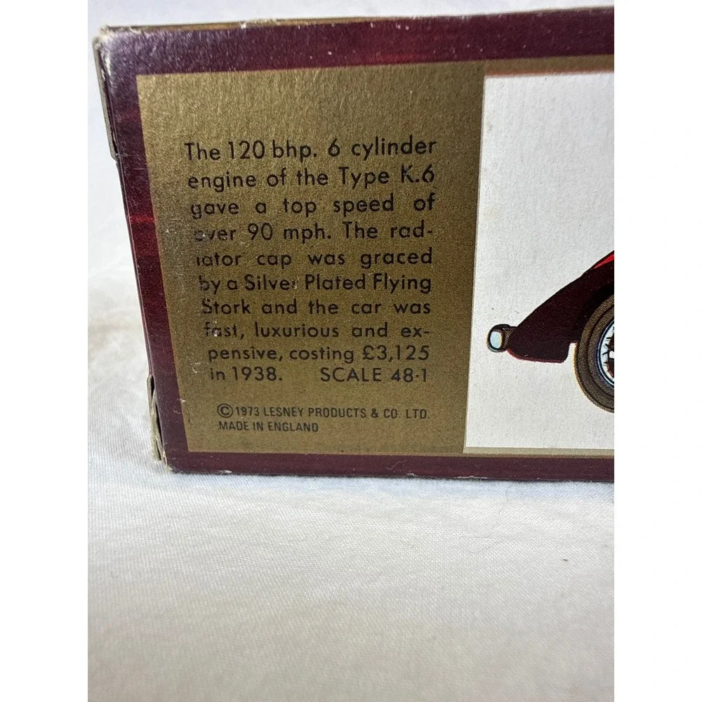 Matchbox Models of Yesteryear Y-17 1938 Hispano Suiza Red 1:48 Diecast Car NIB